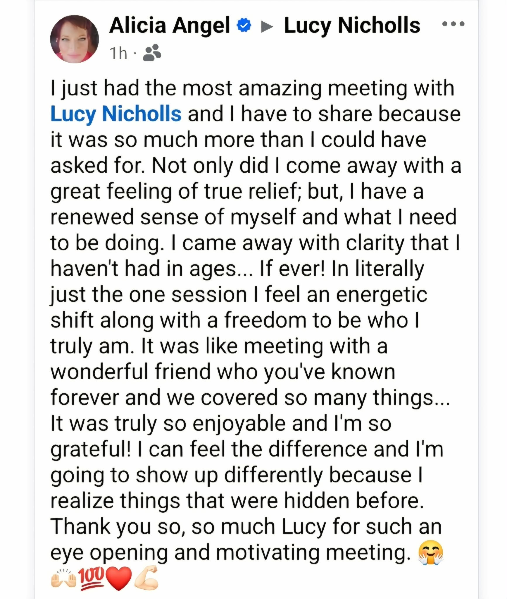 Alicia Angel's testimonial about her meeting with Lucy