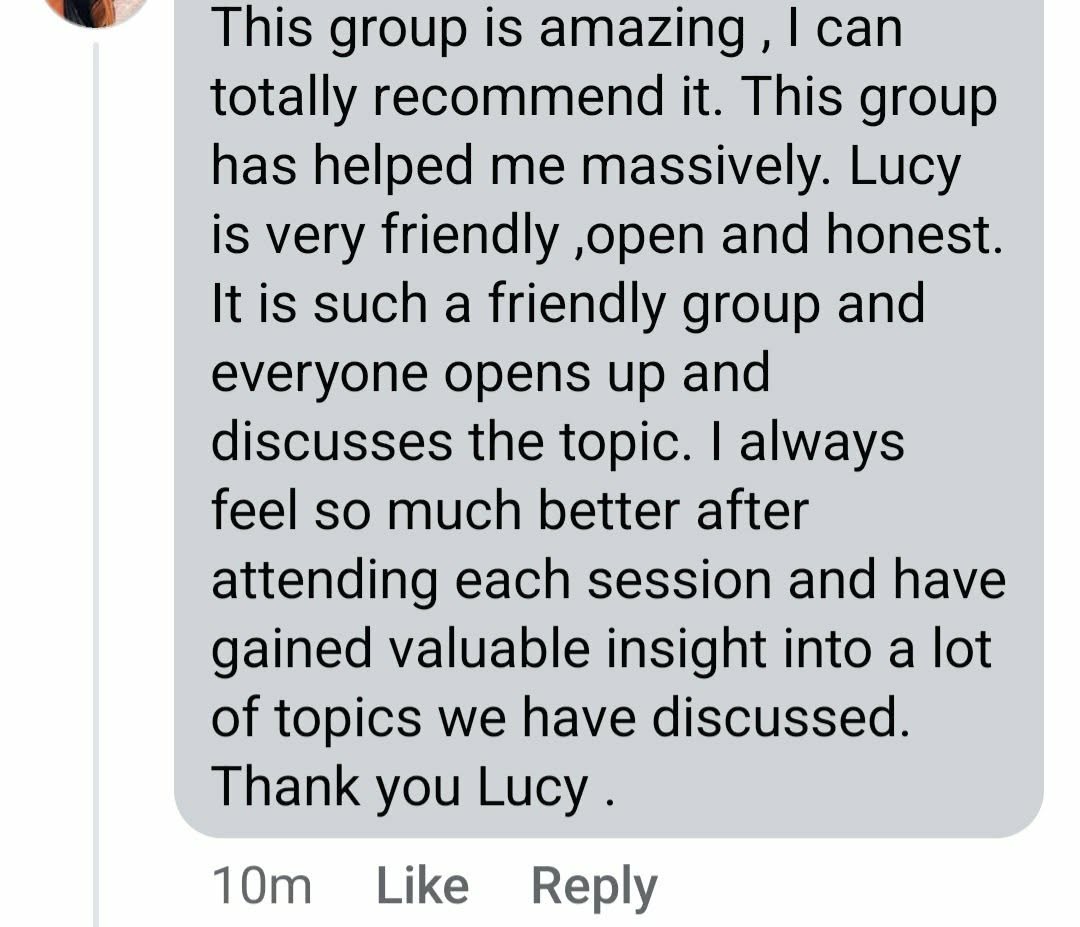 Client testimonial recommending Lucy's group